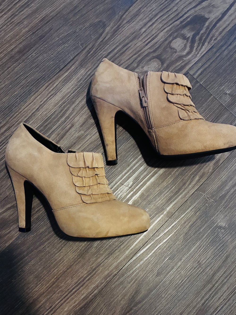 Gianni Bini "Tula" Suede Ruffle Ankle Booties
